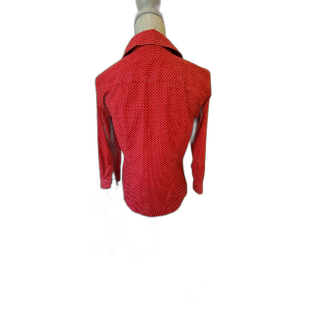 Talbots Red Print Wrinkle Resistant Button Down 3/4 Sleeve Shirt Size 8 - Picture 2 of 10